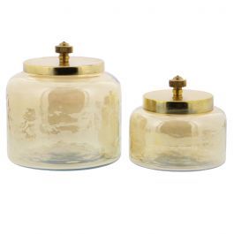 CosmoLiving by Cosmopolitan Set of 2 Gold Glass Glam Decorative Jar, 4", 5" added by Melanie Fenning