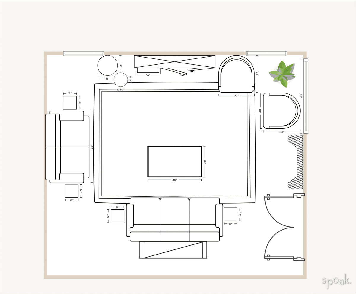 Living Room Layout designed by Jasmine Lawton