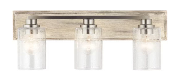 Kichler Amity 23-in 3-Light Brushed Nickel and Distressed Antique White Rustic Vanity Light added by Jamie Gallagher