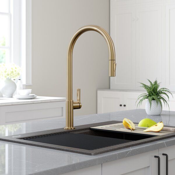 Oletto Pull Down Single Handle Kitchen Faucet with Accessories added by Emoke Balazs