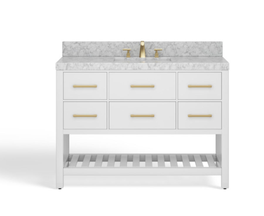 Arcadia Bath Vanity, White, 48", Gold Hardware, Single, Freestanding added by Kate Lynn Nemett
