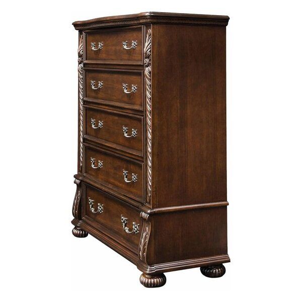 56 Inch Classic Tall Dresser Chest, 5 Drawers, Antique Handles, Wood Brown added by Jeanette Harris
