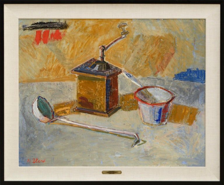 Maurice Blond - "Nature Morte", Mid Century Kitchen Still-Life with Coffee Grinder Mill and Ladle added by Spoak Member