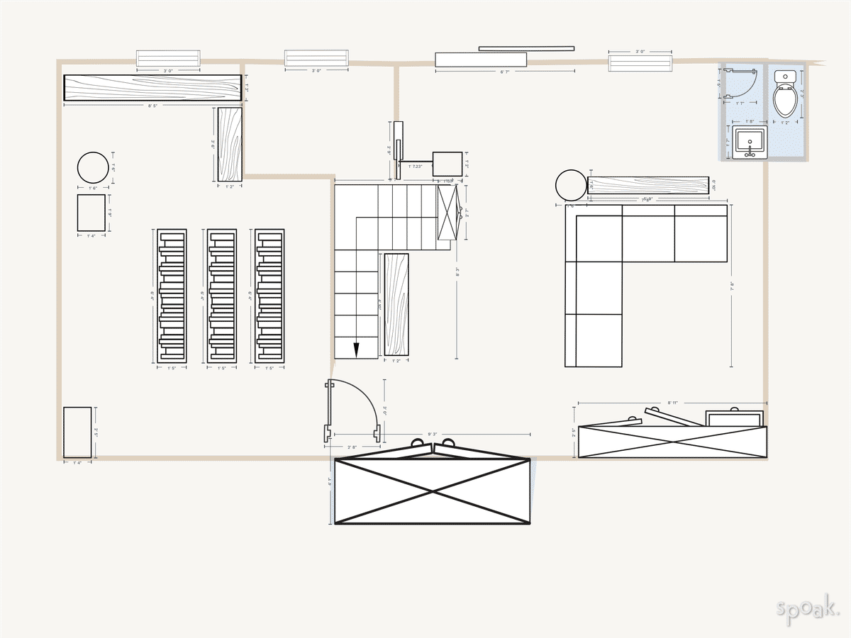 Small Basement Floor Plan designed by Kristin Couto