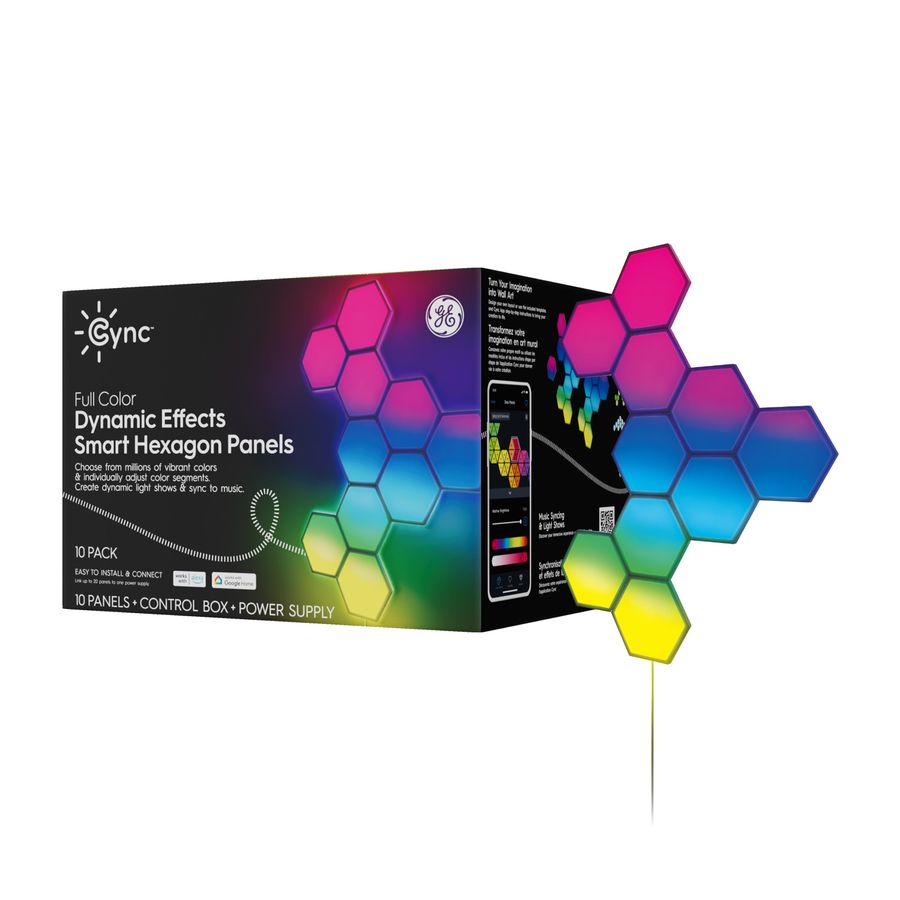 Cync Dynamic Effects Smart LED Hexagon Panels - Color Changing | GE Lighting Store added by Stephanie Lockett