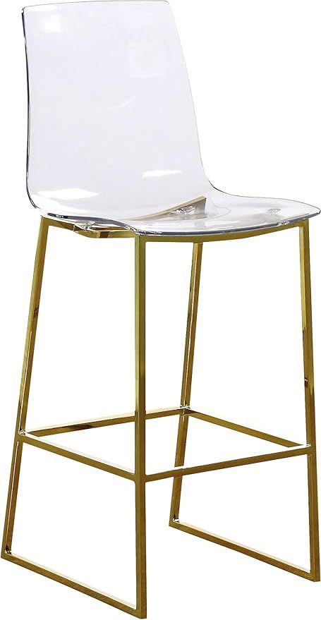 Meridian Furniture Lumen Collection Modern Contemporary Acrylic Counter Stool with Stainless Steel Base, 16.5" W x 20" D x 42" H, Gold added by Vanessa Grech