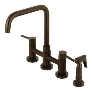 Concord Two-Handle Bridge Kitchen Faucet, Brass Sprayer - Contemporary - Kitchen Faucets - by Kingston Brass | Houzz added by Evan Thomas