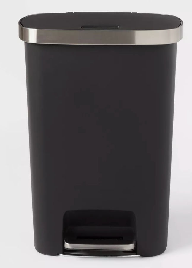 Plastic Locking Lid Step Trash Can Black - Brightroom™: 13 Gallon Indoor Kitchen Garbage Can, Spot Clean, 25.6" Height added by KH Design Concepts