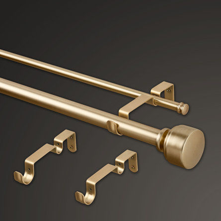 MODE Mode Premium Collection Double Curtain Rod Set (1 1/8 in Front Rod and 5/8 in Back Rod) with Mod Doorknob Finials, Wall Mounted Adjustable Curtain Rod | Wayfair added by Aly Timmermann