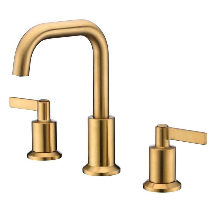 Ultra Faucets Kree 8 in. Widespread 2-Handle Bathroom Faucet with Drain Assembly, Swivel Spout, Rust Resist in Brushed Gold UF57008 - The Home Depot added by Whitney Crutcher