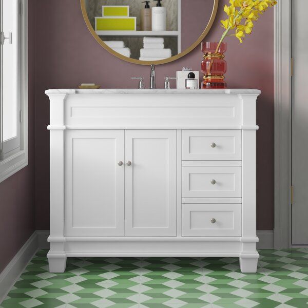 Judith 42'' Free Standing Single Bathroom Vanity with Marble Top added by Jayme Edwards