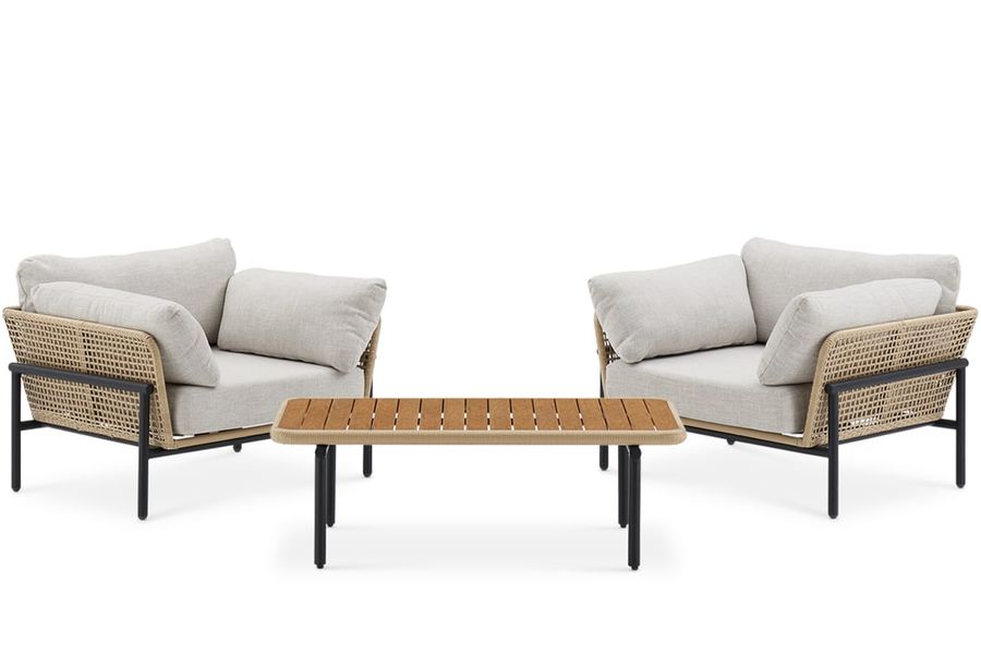 Sierra Outdoor 2 Lounge Chairs with Coffee Table Set | Castlery added by Elevated by Elise LLC
