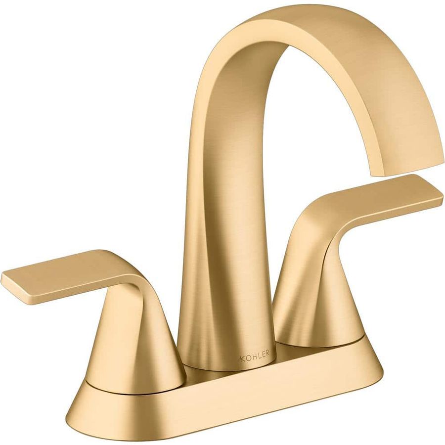 KOHLER Cursiva 4 in. Centerset Double Handle Bathroom Faucet in Vibrant Brushed Moderne Brass R30578-4D-2MB - The Home Depot added by Lori Crawford