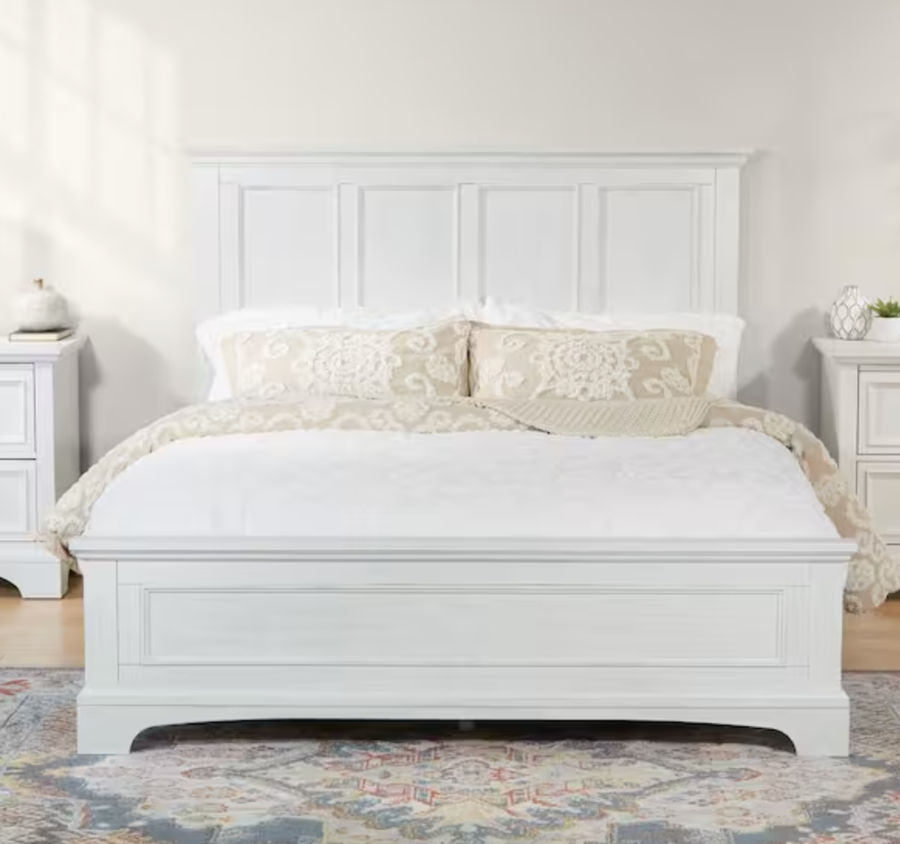 OSP Home Furnishings Farmhouse Basics Rustic White Wood Frame Queen Panel Bed : Headboard, Footboard and Side Panels, plus Bedframe BP-4215-200W - The Home Depot added by Brigitte Leignadier