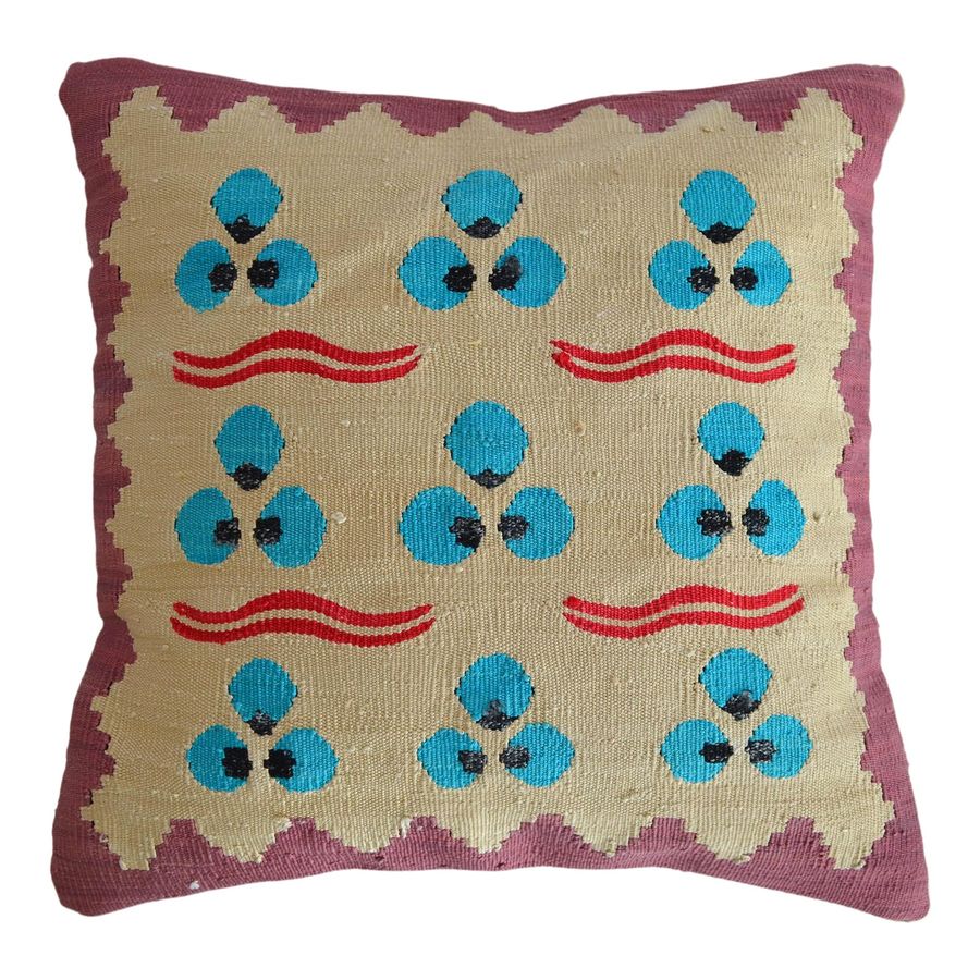 Hand Woven Silk Pillow Cover Chintamani Pattern Turkish Rug Throw Pillow - 16″ X 16″ added by Alice Dennard