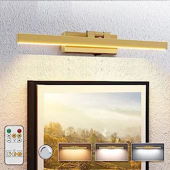 VOLISUN Picture Light Battery Operated with Remote, 3CCT Dimmable Gold Picture Light for Paintings, USB-C Rechargeable, 15.7in Battery Operated Wall Sconce for Art Painting Gallery Bedroom Computer added by HELEN SALGADO