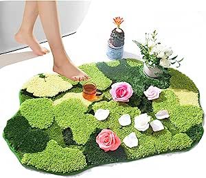 Hifuwan Cute Green Moss Shag Bathroom Rugs Leaf Bath Mats for Bathroom Decor Aesthetic Leaves Soft Non Slip Washable Aabsorbent Floor Carpet Boho Indoor Shower Mat Doormat added by Lissa Novak