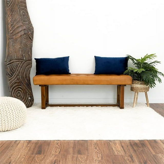 Home Square 2-Piece Genuine Leather Bench Set in Espresso -  51"w x 16"d x 17.5"h added by Kate Lynn Nemett