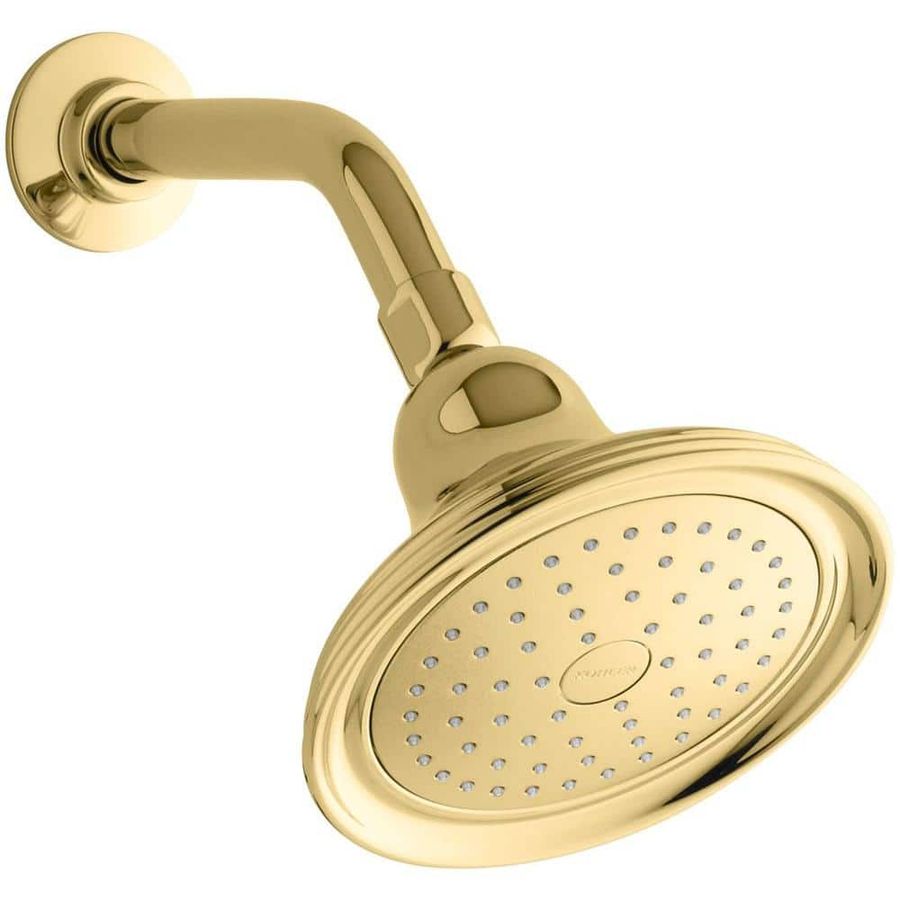 KOHLER Devonshire 1-Spray 5.9 in. Single Wall Mount Fixed Shower Head in Vibrant Polished Brass K-10391-AK-PB - The Home Depot added by Jayme Weaver