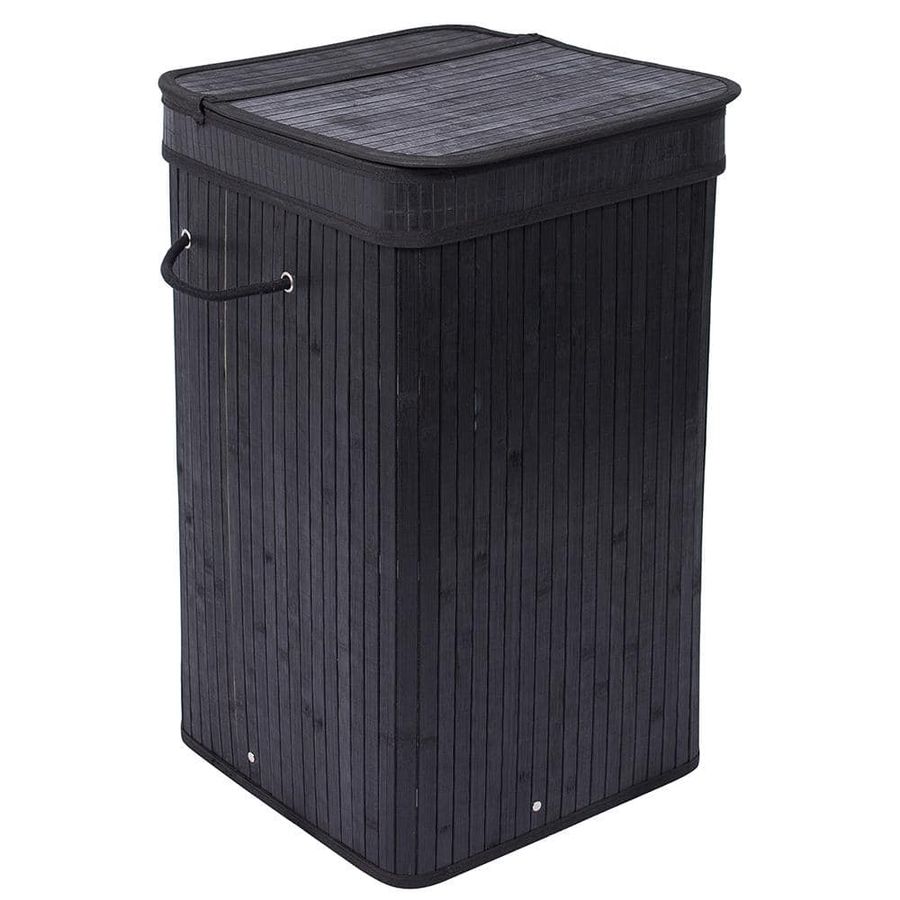BirdRock Home Black Bamboo Square Laundry Hamper with Lid and Cloth Liner 6545 - The Home Depot added by Eunice weckesser