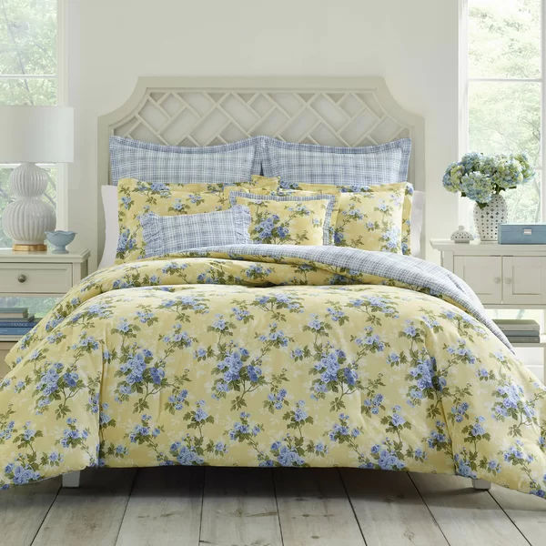 Cassidy Yellow/Blue/Green 100% Cotton 150 TC Reversible Farmhouse / Country Comforter Set added by Sandy Schargel Interiors