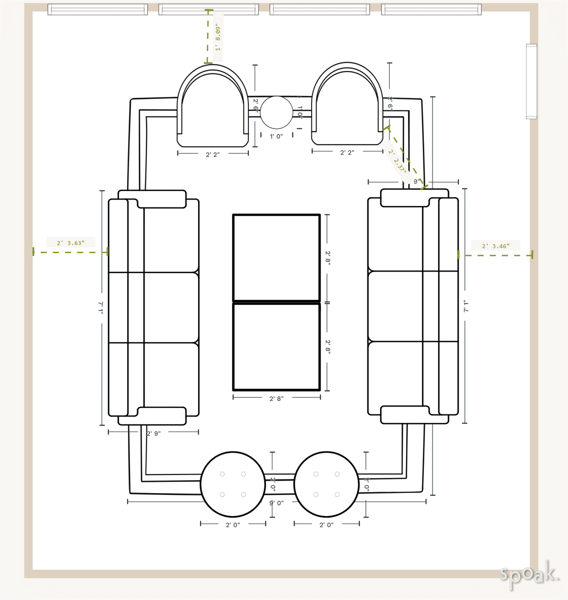 Medium Living Room Plan designed by Whitney Crutcher