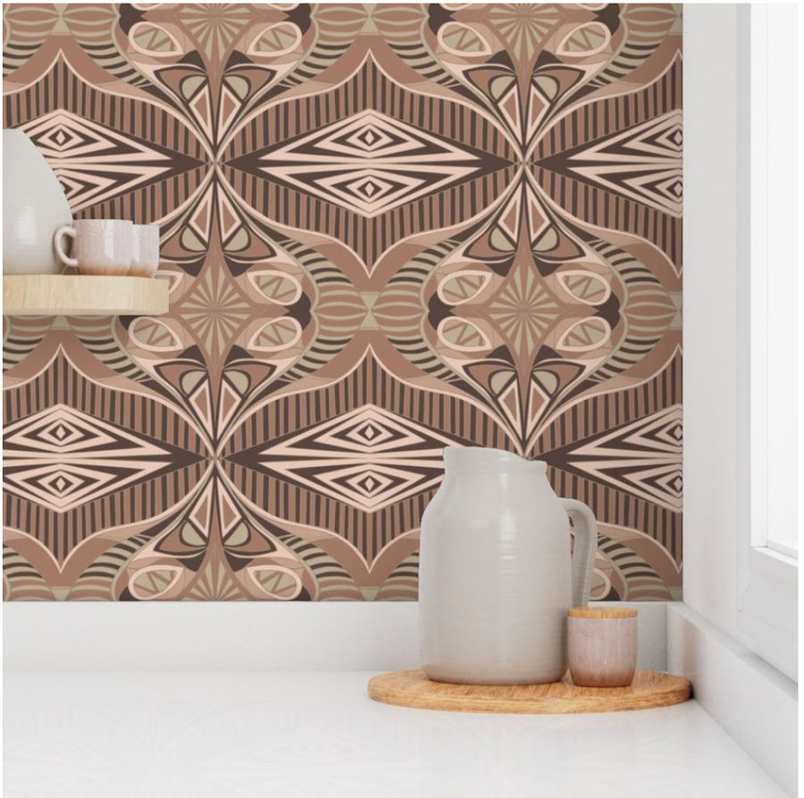 Pantone Color of the Year Mocha Mousse Geometric Wallpaper | Spoonflower added by Natasha Antonioni