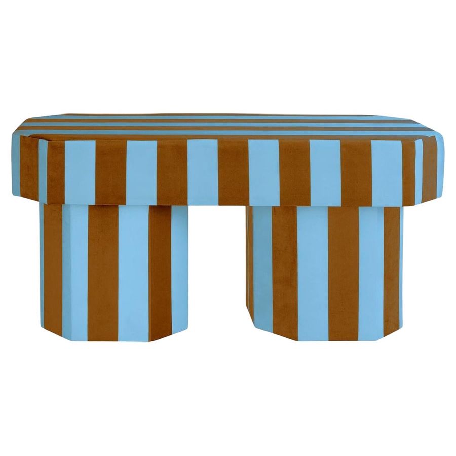 Viva Stripe Blue and Brown Bench by Houtique added by Evie Leigh