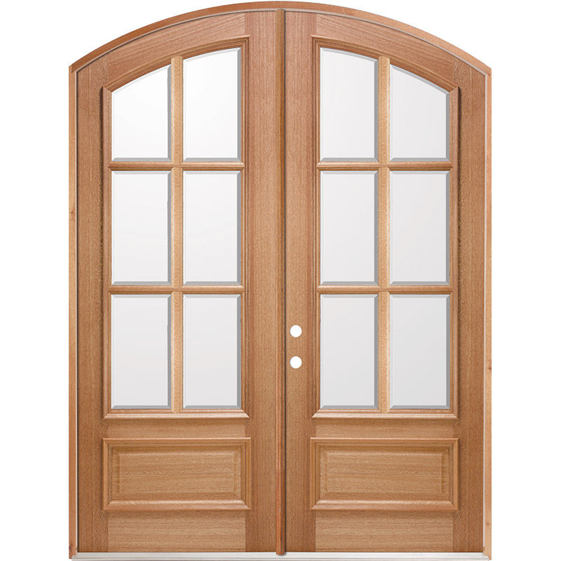 8'0" Tall 6-Lite IG Mahogany Arch Top Prehung Double Wood Door Unit - Door Clearance Center added by Ali Dyer
