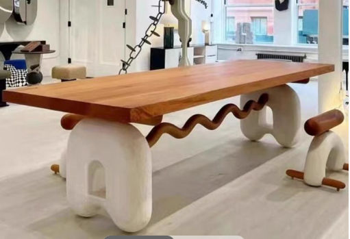 Casual Rectangular Timber Dining Table, Unfinished Color, Fixed Mechanism, Standard Height, Seats 6, 63"L x 28"W x 30"H, Without Chairs added by Fabian Ortega