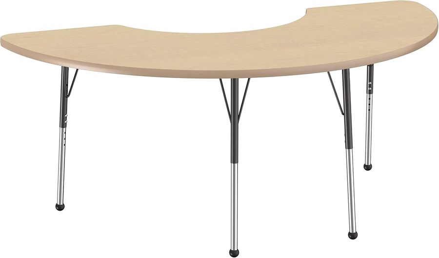 Factory Direct Partners 10078-MPMP Half Moon Activity School and Office Table (36" x 72"), Standard Legs with Ball Glides, Adjustable Height 19-30" - Maple Top and Maple Edge added by Danielle Hughes