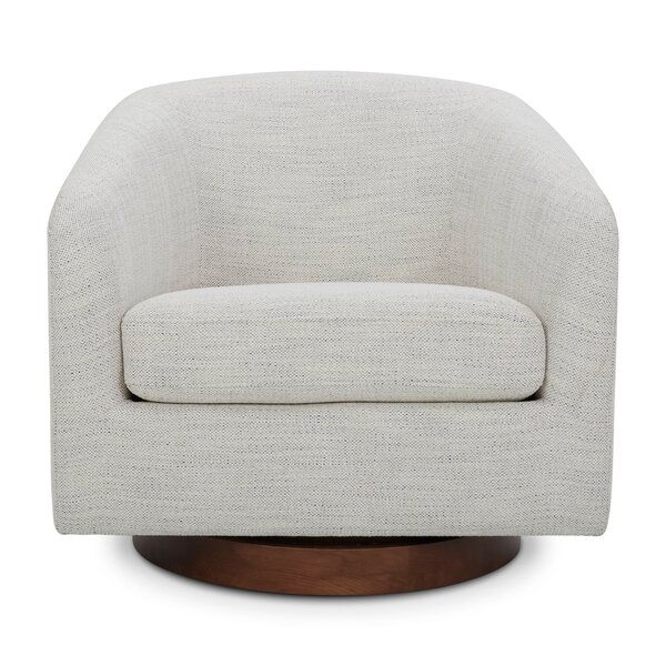 Bennett Upholstered Swivel Barrel Chair in Ivory Rayon/Viscose 28.3'' H X 31'' W X 31'' D added by Kate Lynn Nemett