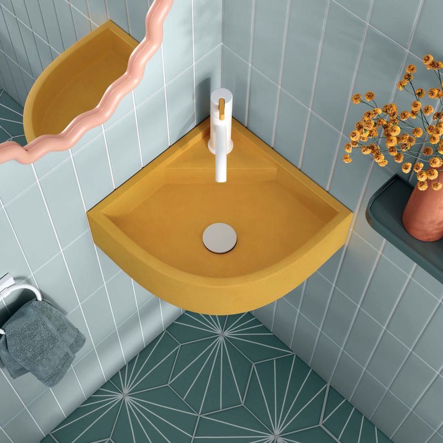 Demi - Small Concrete Corner Sink | Kast Concrete Basins added by Egina Manachova/Silverbark Studio