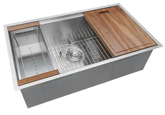 32 in. Single Bowl Undermount 16-Gauge Stainless Steel Ledge Kitchen Sink with Sliding Accessories added by Bri Ingram