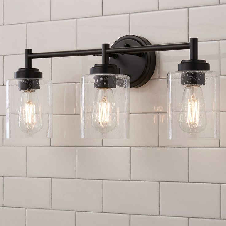Cassandra Vanity Light - 3 Light | Black bathroom light fixtures, Vanity lighting over mirror, Bathroom light shades added by Kylie Park