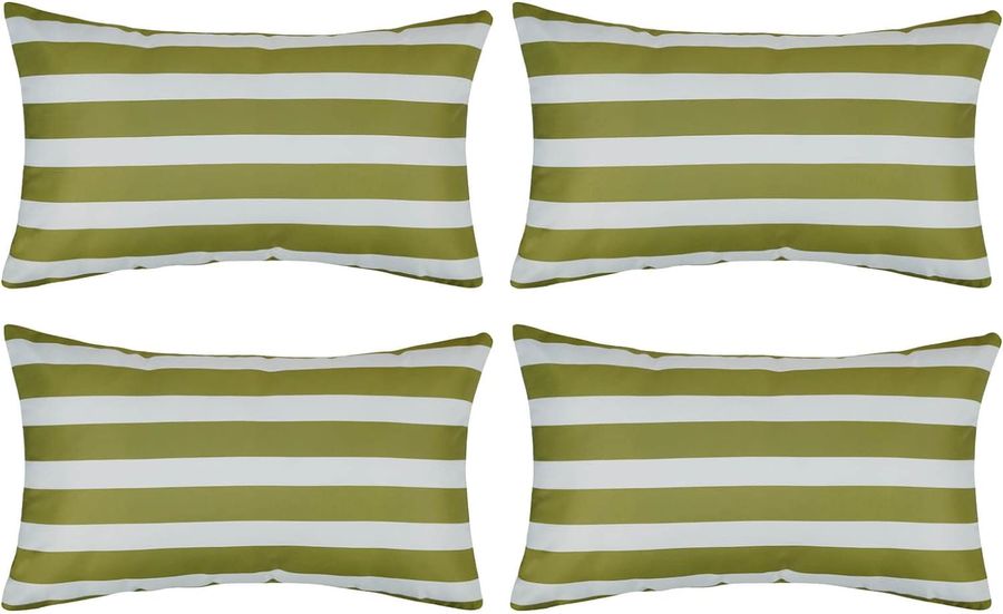 cygnus 12x20 Inch Green and White Stripe Lumbar Throw Pillow Covers Outdoor Waterproof Polyester for Patio Furniture Tent Outside Set of 4 added by Alyssa Pearson