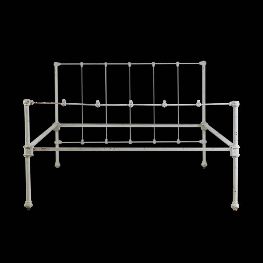 Reclaimed White Painted Wrought Iron Full Size Bed Frame | Olde Good Things added by Serena Finnerty