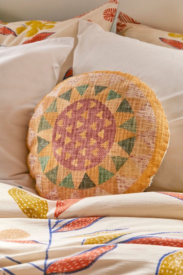 Sunflower Slub Circle Throw Pillow added by Nichole Hill