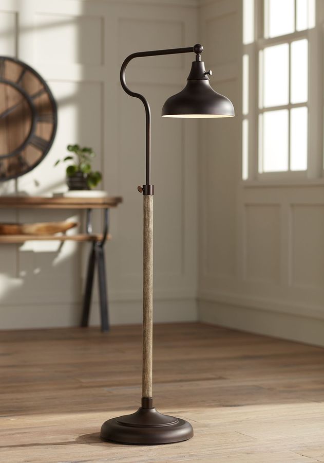 Franklin Iron Works Rustic Farmhouse Pharmacy Floor Lamp Downbridge Bronze Faux Wood Adjustable Height Living Room Reading Bedroom - Walmart.com added by Paisley Zeledon Dabao