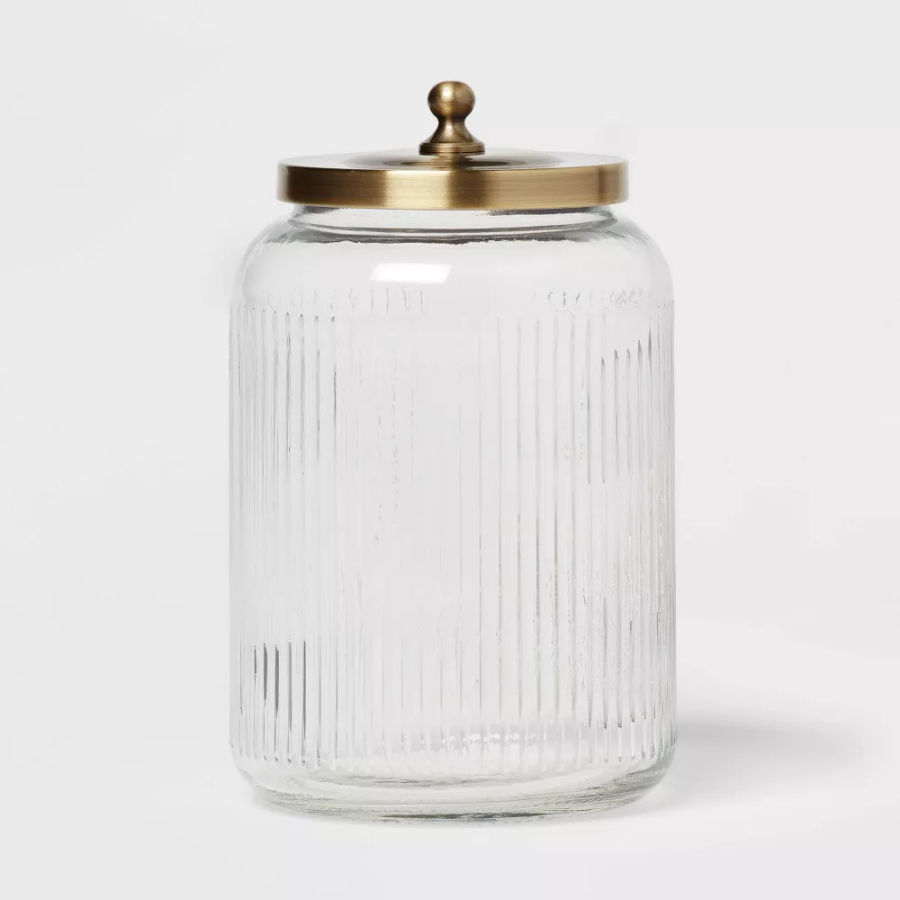 Large Bath Glass Canister Brass added by Audriana Jenkins