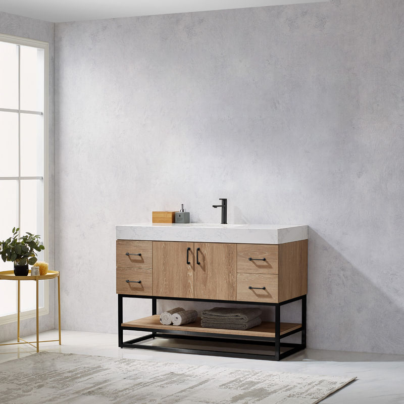 Annice 48'' Free-standing Single Bathroom Vanity with Cultured Marble Vanity Top added by Tina Santos