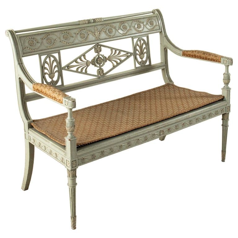 Early 20th Century French Directoire Style Painted Ash Banquette, Settee added by Danielle Lindsey