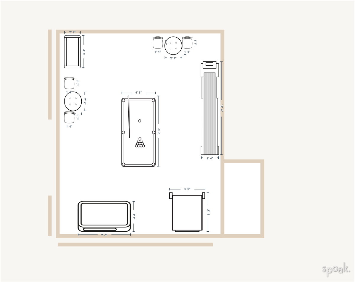 Game Room Layout designed by Lily McKinney