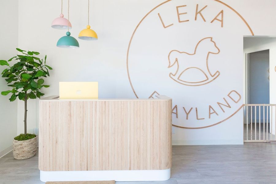 Tambour Reception Desk in Oak and White FREE SHIPPING - Etsy added by Emily Zirimis