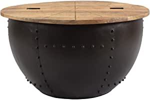 Ailsa Handcrafted Modern Industrial Mango Wood and Iron Coffee Table, Natural and Black added by Spoak Member