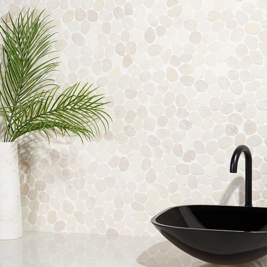 Nature Round Lovina White Pebble Hones Mosaic Tile added by Rachel Fedorov