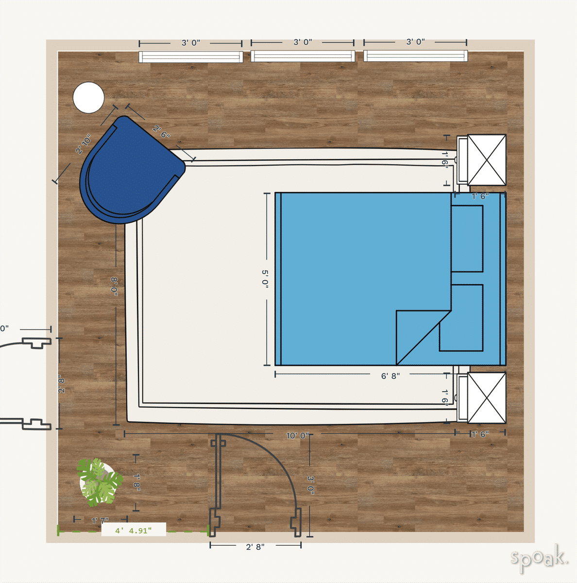 Primary Bedroom Floor Plan designed by Liza Shoenfeld