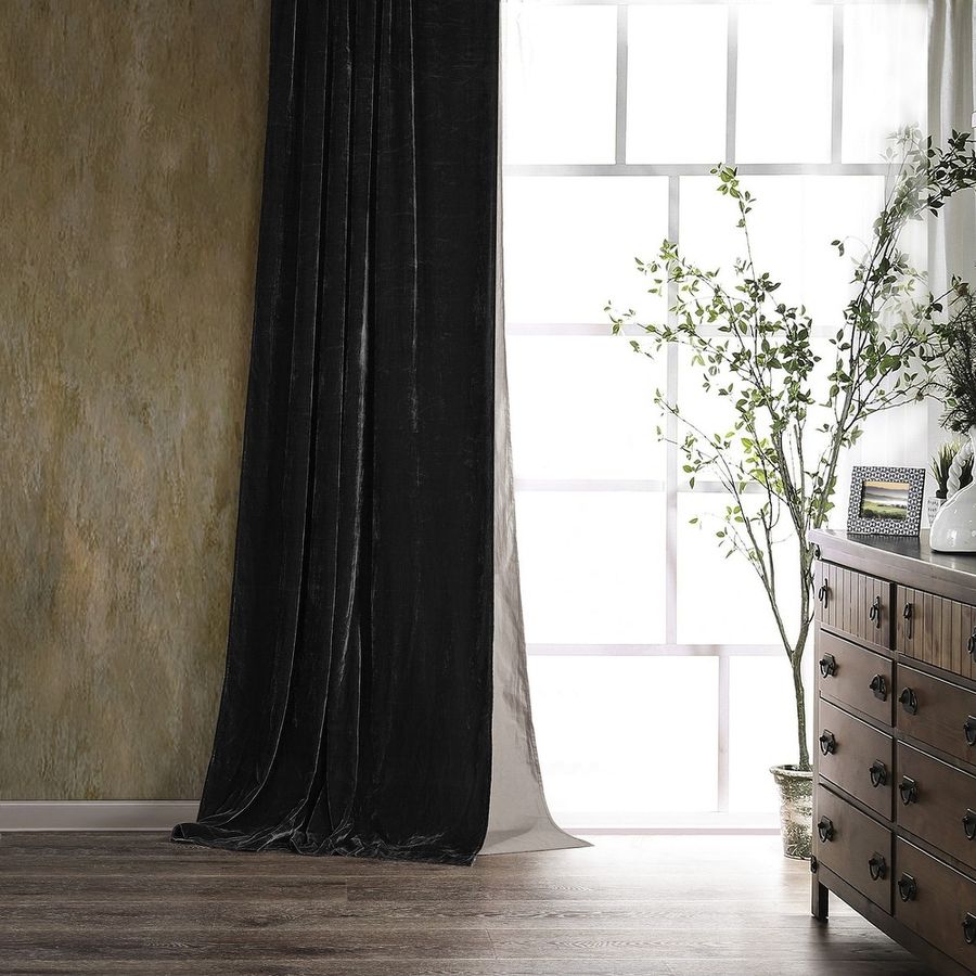 HiEnd Accents Stella Lined Faux Silk Velvet Curtain, 48"x108" - Overstock - 35227744 added by Emily York