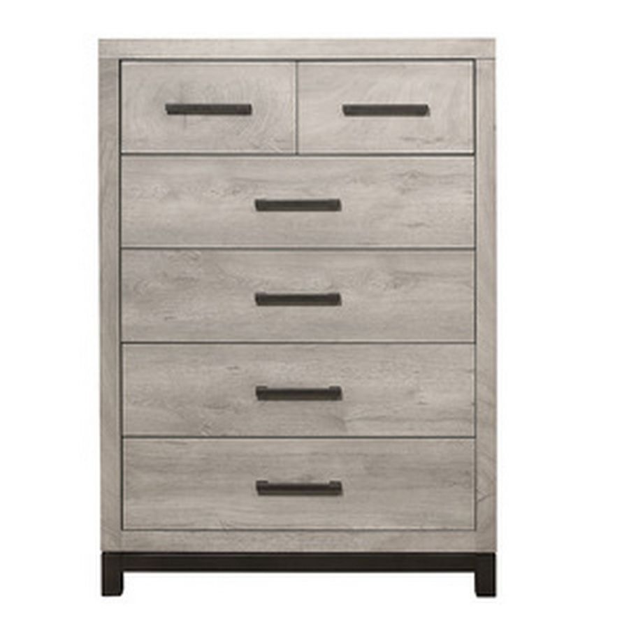 Deena 49 Inch 6 Drawer Tall Dresser Chest with Metal Handles, Light Gray - 34"w x 17"d x 49"h  added by Kate Lynn Nemett
