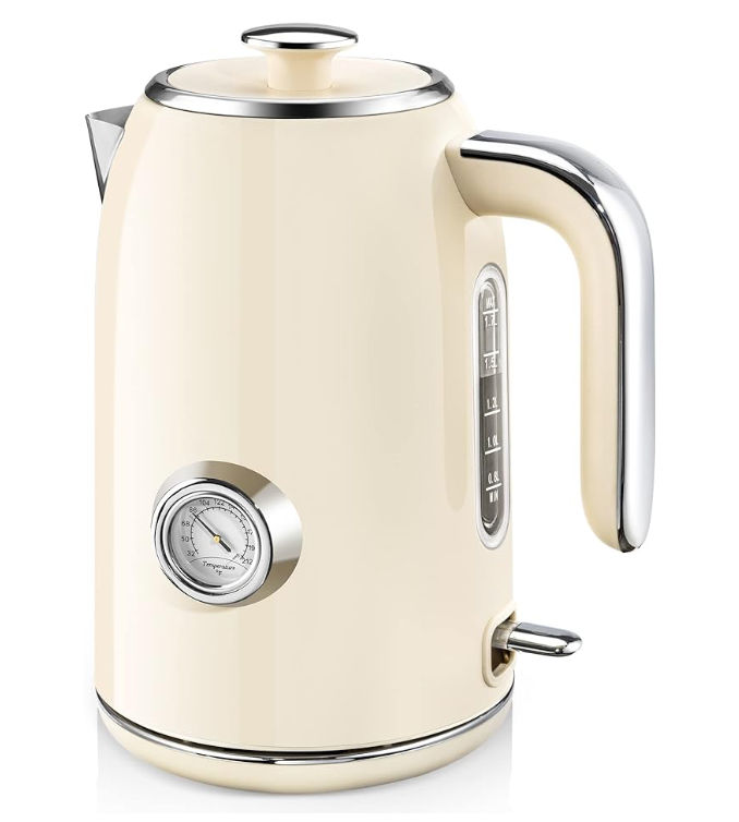 ULIVES Electric Kettle, 1.7L Stainless Steel Tea Kettle with Temperature Gauge, 1500W Water Boiler with LED Light, BPA-Free, Auto Shut-Off and Boil-Dry Protection added by Lauren Gisriel